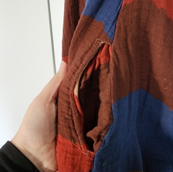 Anthropologie The Odells Peach and Blue Mixed-Stripe Top - Picture 6 of 8